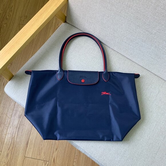 Longchamp Navy Crossbody Bag with Red Accents - Picture 1 of 7